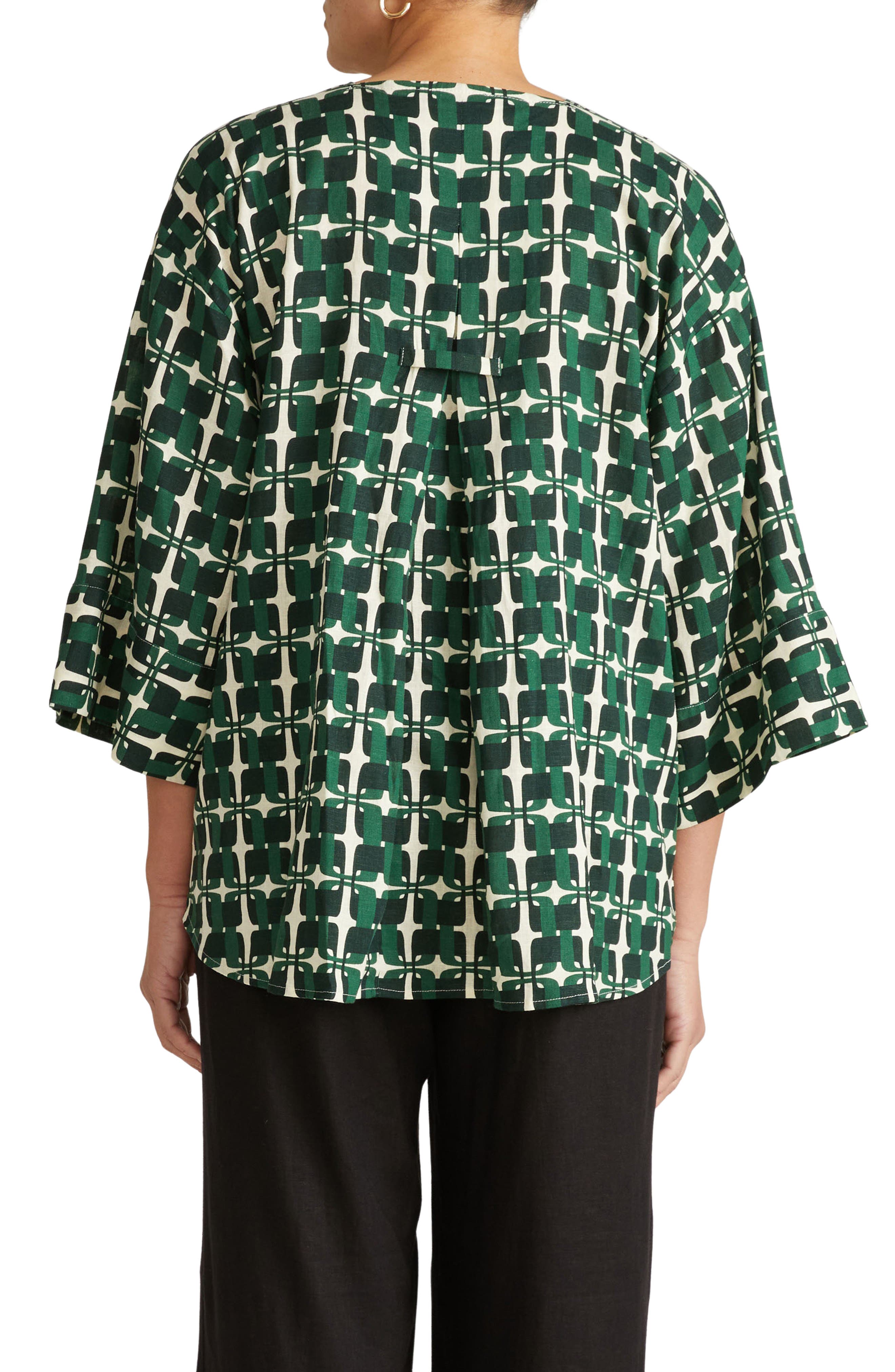 Elio Print Linen Blend Top - image 4