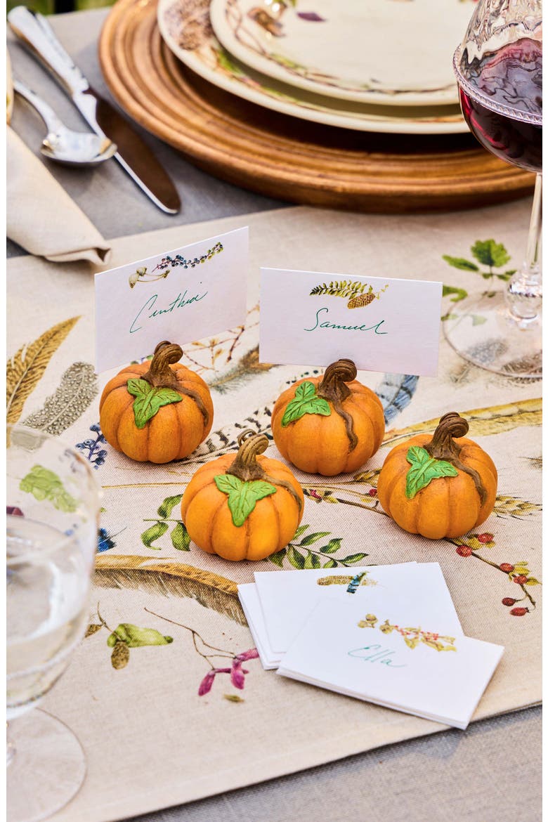 Forest Walk Pumpkin Set of 4 Place Card Holders, Alternate, color, ORANGE