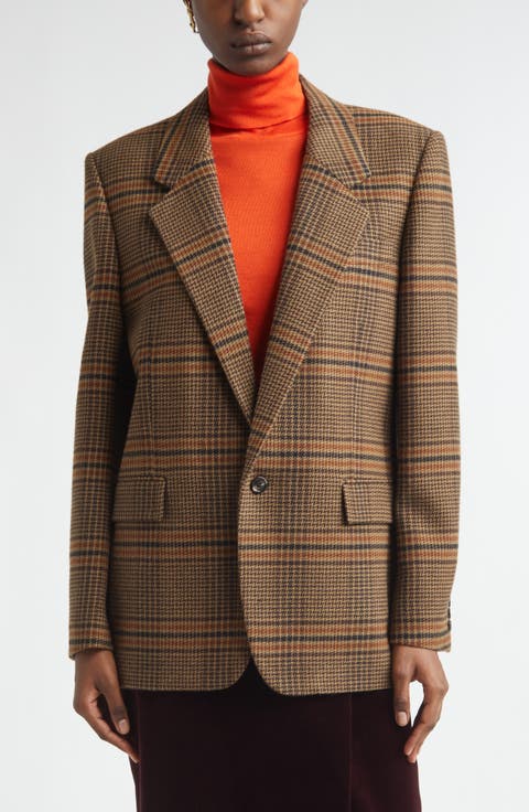Prince of Wales Plaid Wool Blazer