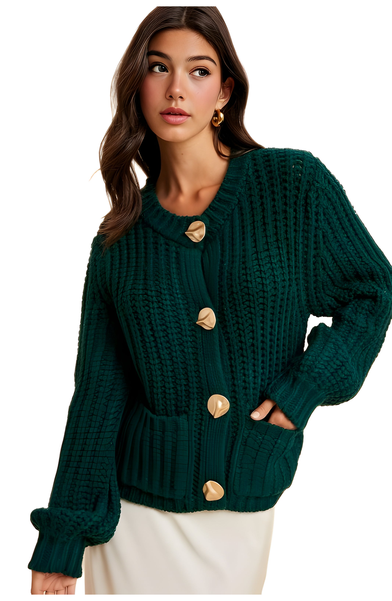 Knit and Lounge Chunky Knit Oversized Button Cardigan, Alternate, color, 