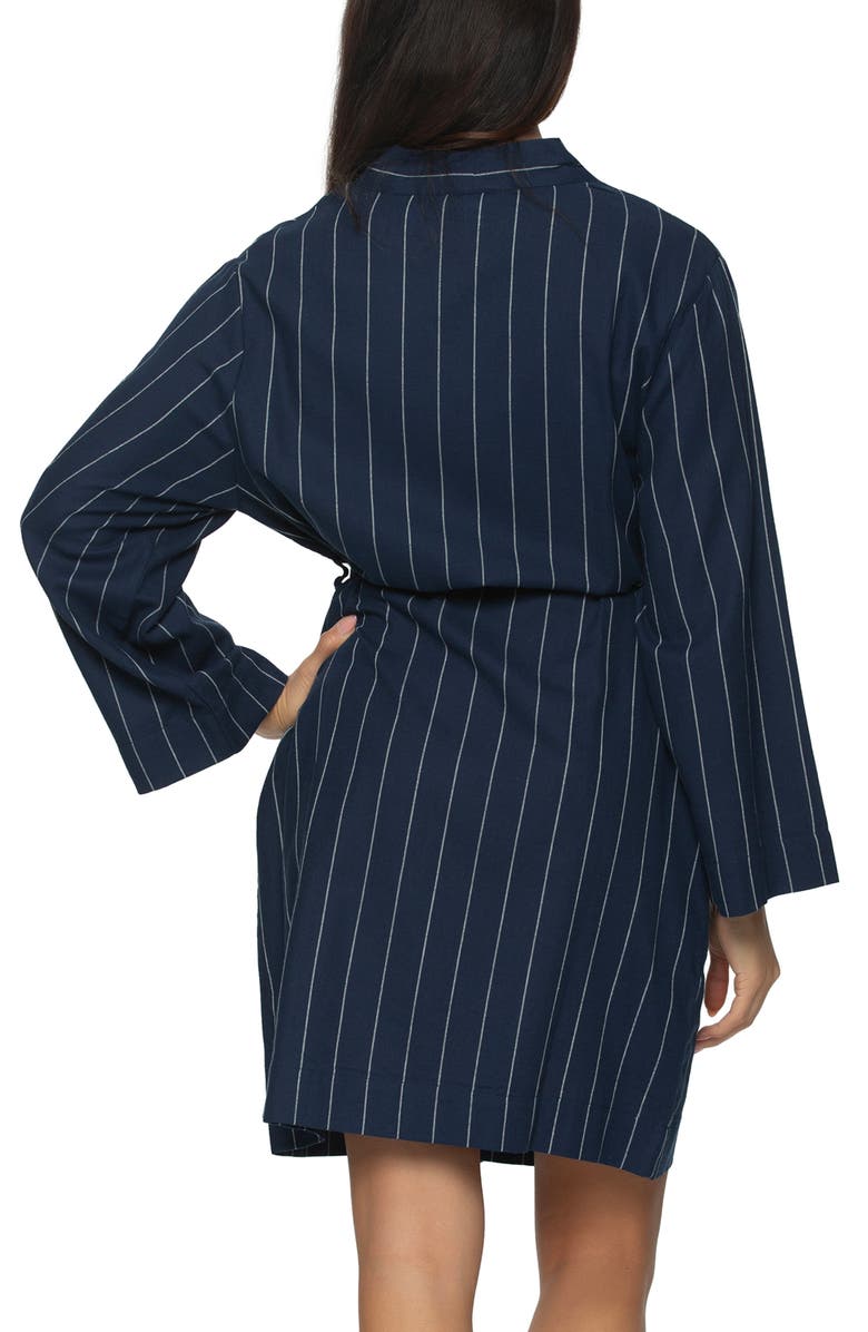 Felina Marielle Cotton Robe, Alternate, color, Peacoat / Ivory Pinstripe
