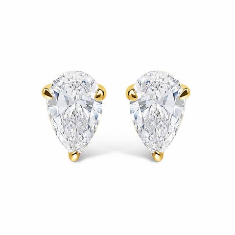 14k Gold 1/4 Cttw Lab Grown Pear Shaped Solitaire Diamond Stud Earrings