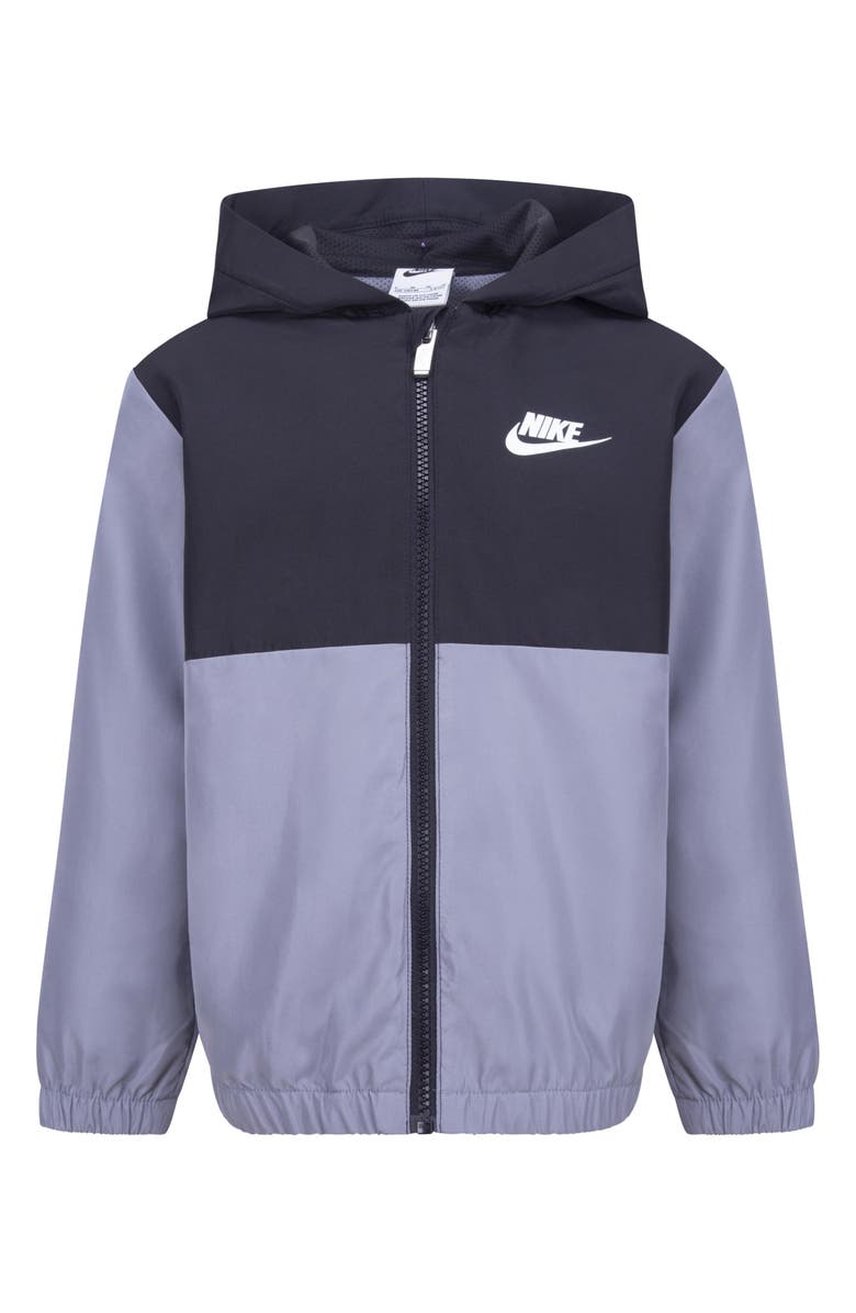 Nike Kids' Split Futura Raglan Windrunner Jacket, Main, color, Smoke Grey