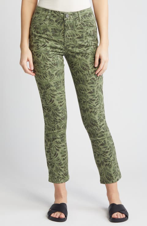 'Ab'Solution Print High Waist Slim Leg Pants (Celadon)