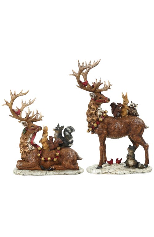 Mark Roberts Deer And Friends, Set Of 2 In Brown
