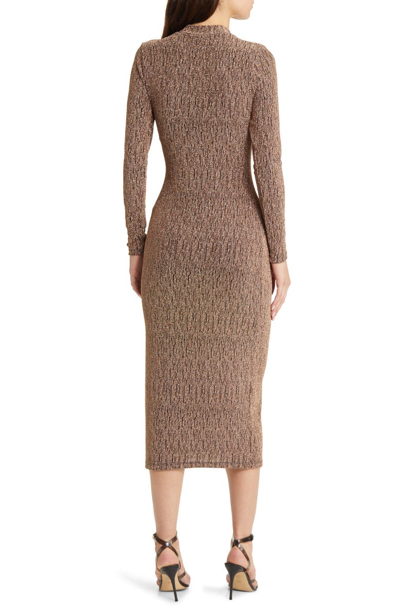 All in Favor Metallic Long Sleeve Body-Con Midi Dress, Alternate, color,