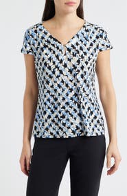 AK ANNE KLEIN Print Cap Sleeve Top