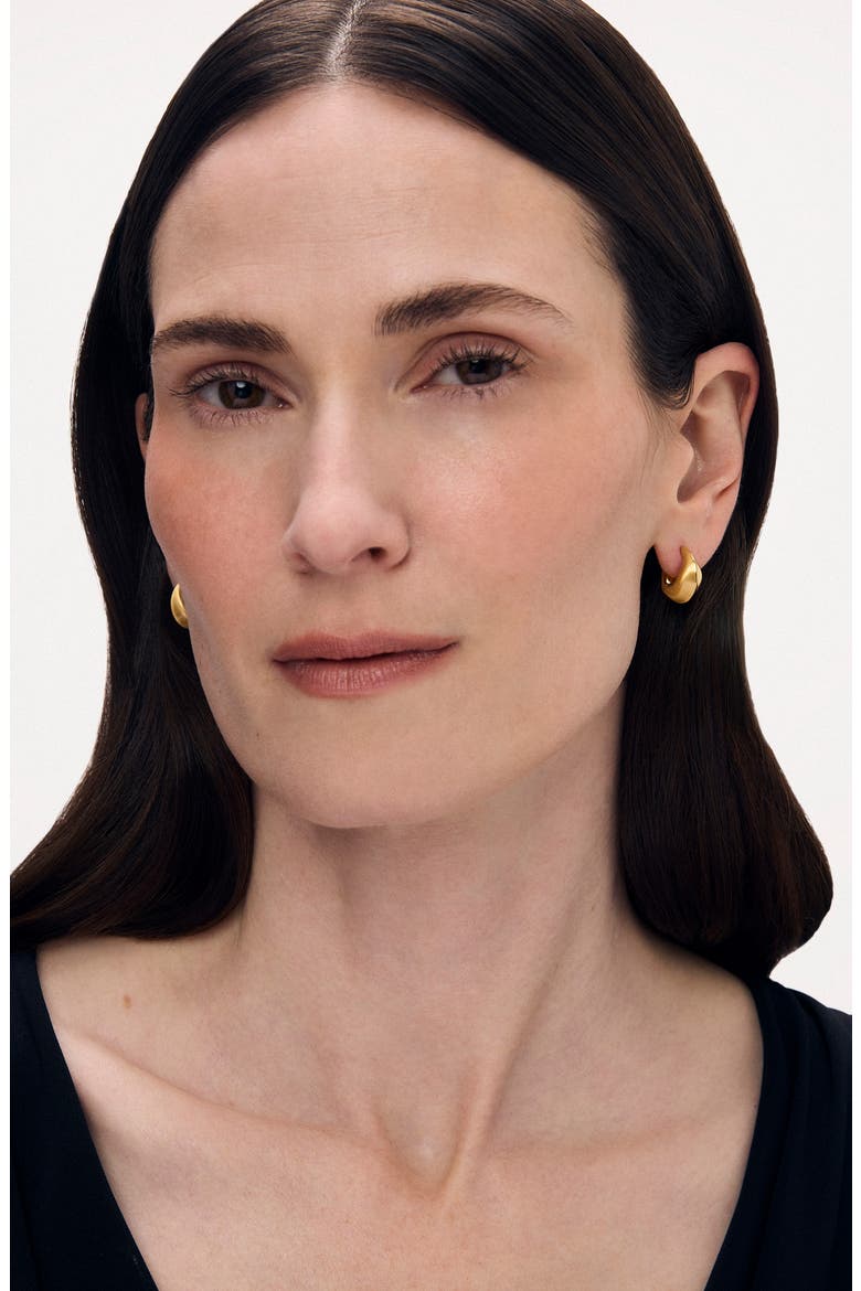 Tao Huggie Hoop Earrings, Alternate, color, GOLD