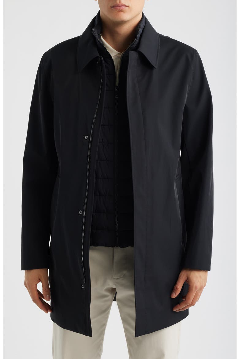 Logan Water Resistant Overcoat with Removable Funnel Neck Insert, Main, color, BLACK