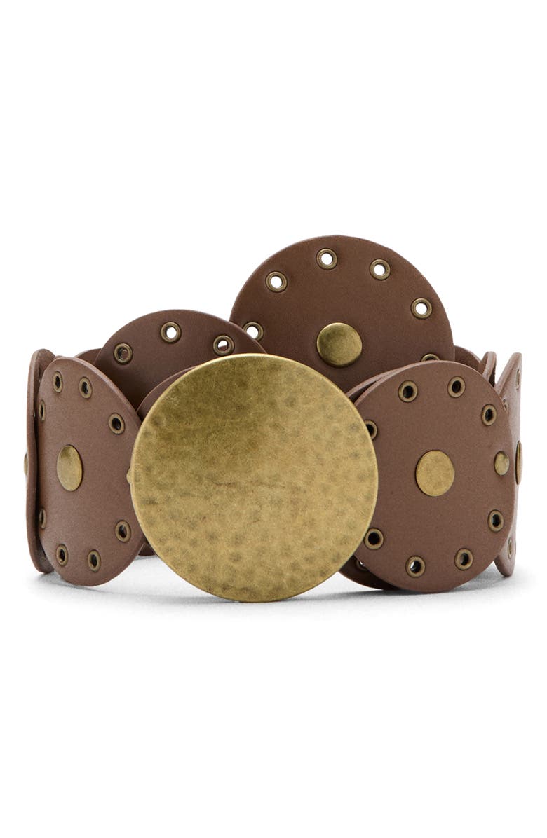 MANGO TEEN Stud Disc Wide Belt, Main, color, Brown