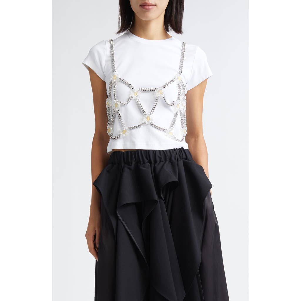 Noir Kei Ninomiya Beaded Floral Chain Harness in Clear  product