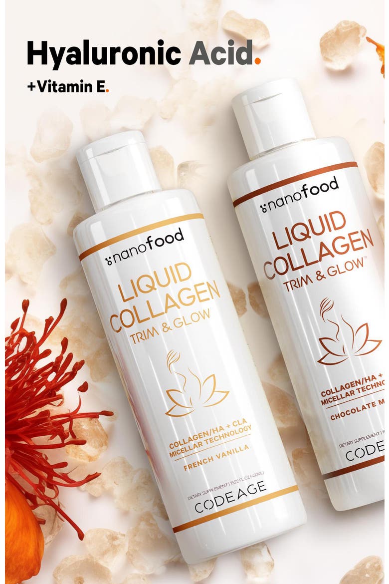 Liquid Collagen Trim & Glow Supplement Vanilla, Alternate, color, White