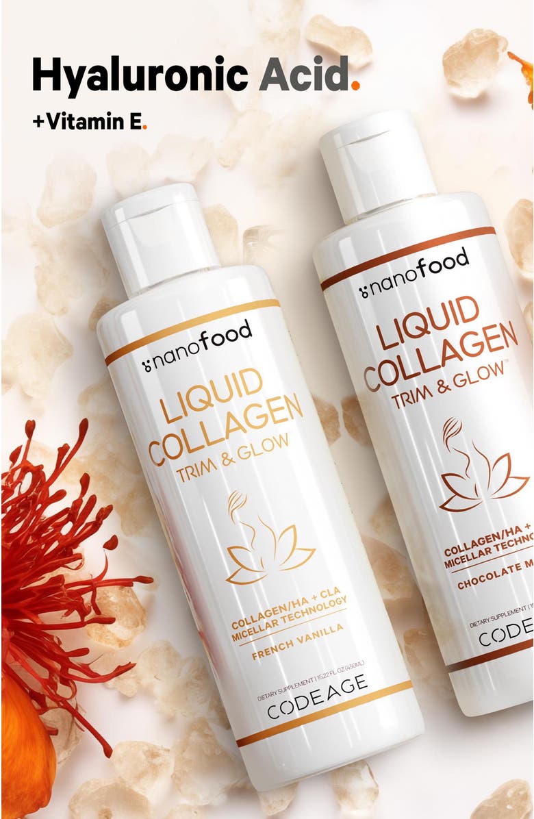 Codeage Liquid Collagen Trim & Glow Supplement Vanilla, Alternate, color, White