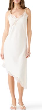 Steve Madden Danna Lace Trim Asymmetric Slipdress