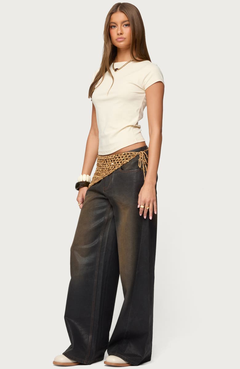 EDIKTED Oliana Rib Boat Neck T-Shirt, Alternate, color, Cream