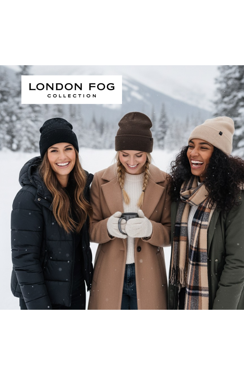 London Fog Women's 2-Pack Cable Knit Beanie Set, Alternate, color, Brown/Khaki/Black
