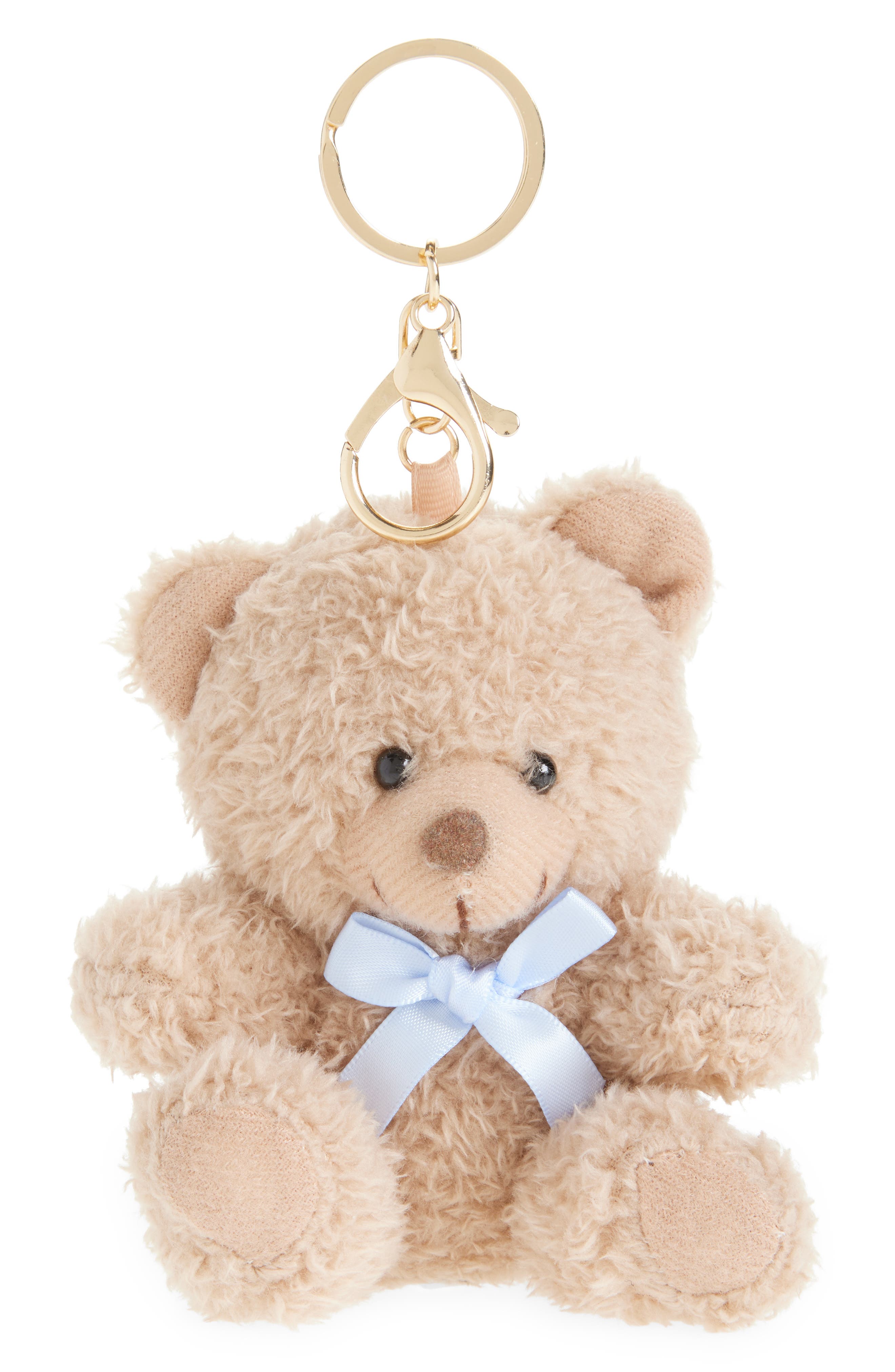 Capelli New York Kids
 Teddy Bear Plush Bag Charm, Main, color, Brown