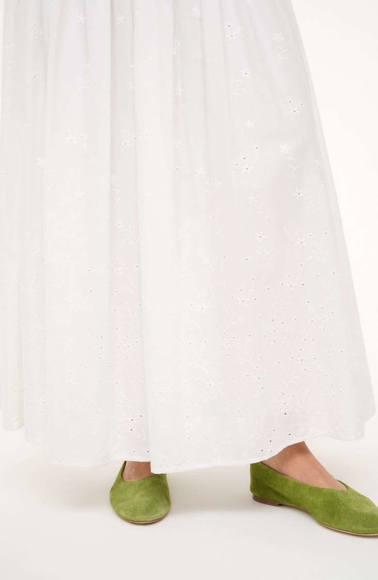 STAUD Procida Eyelet Cotton Maxi Skirt, Alternate, color, White Eyelet