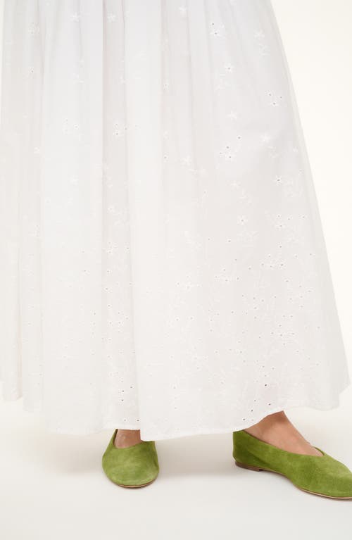 Staud Procida Gathered Broderie Anglaise Cotton Maxi Skirt In White