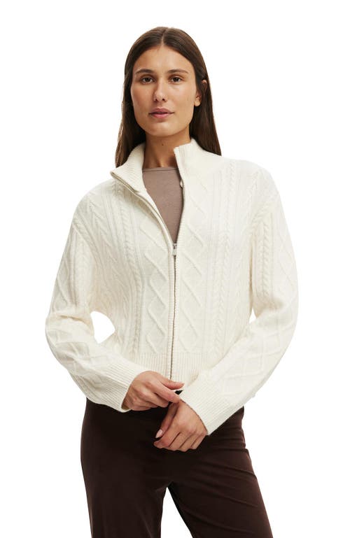 Cotton On Cable Knit Bomber In White