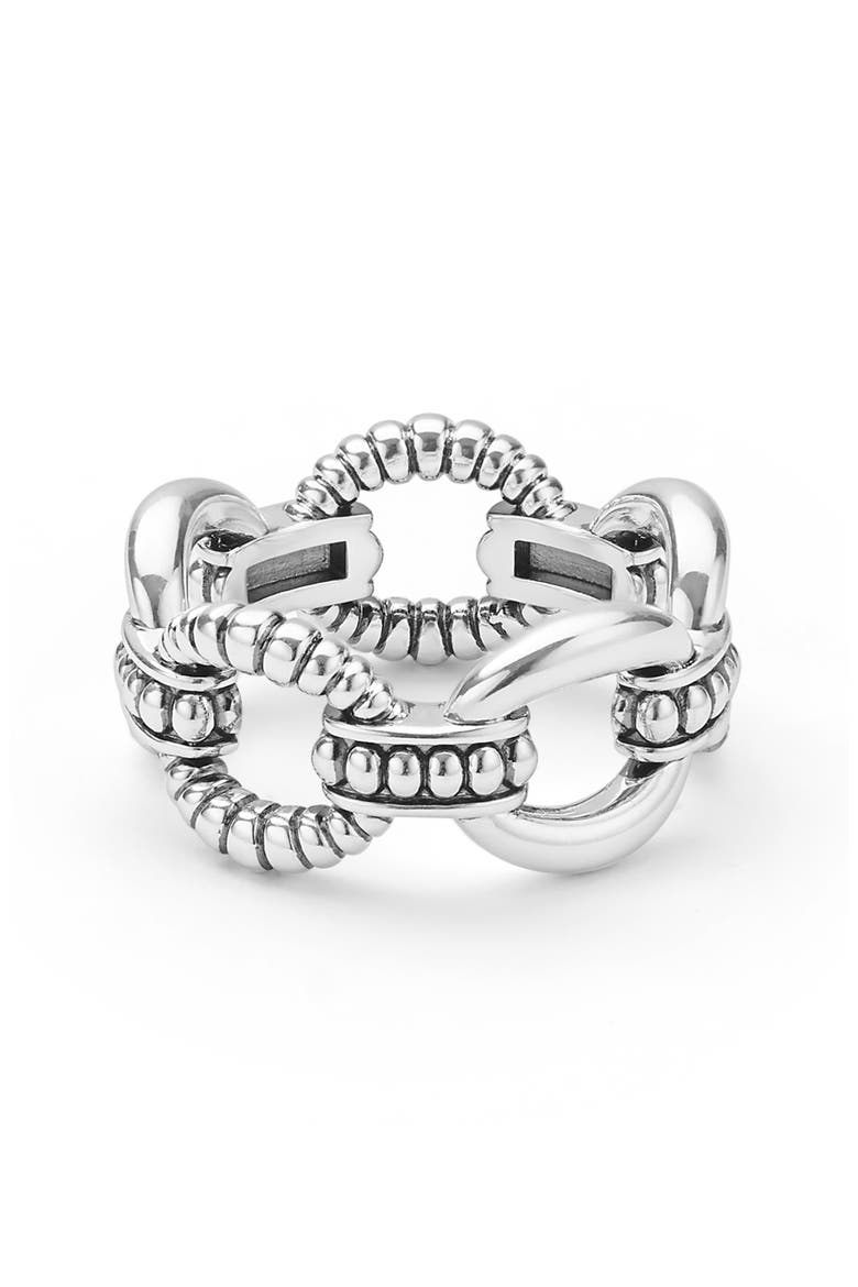 Sterling Silver Link Ring, Alternate, color, SILVER