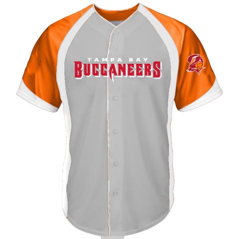 Men's Fanatics Gray Tampa Bay Buccaneers Big & Tall Button-Up Raglan Fashion Top