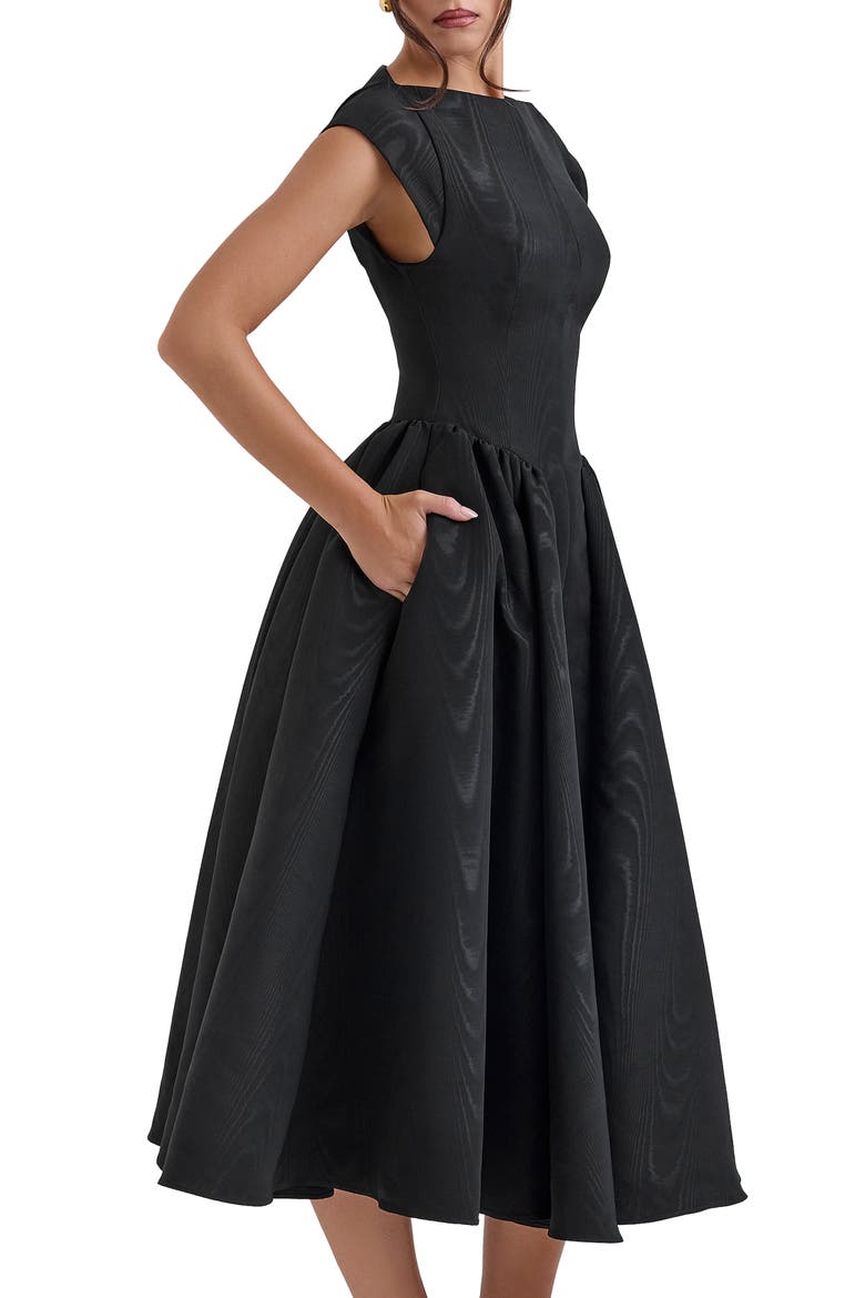 Debutante A-Line Dress, Alternate, color, BLACK