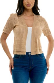 Nina Leonard Open Stitch Short Sleeve Bolero