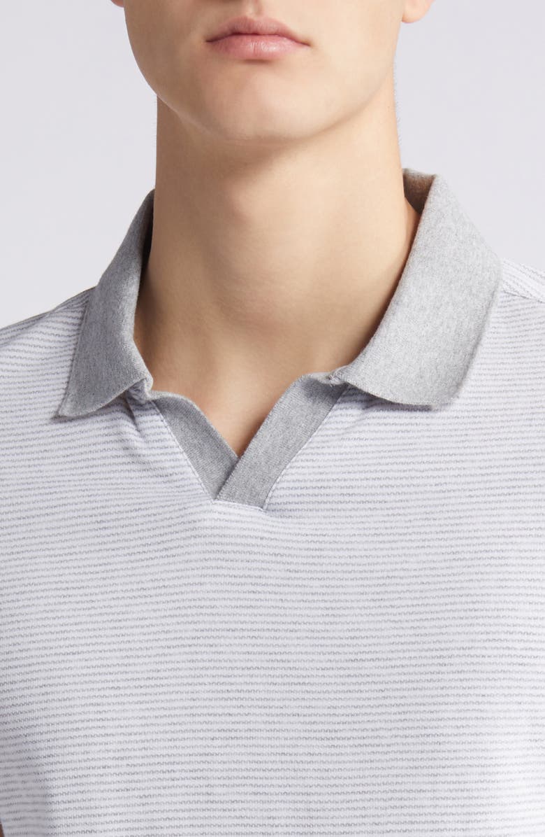 Robert Barakett Fitch Slim Fit Stripe Contrast Collar Cotton Polo, Alternate, color, Grey