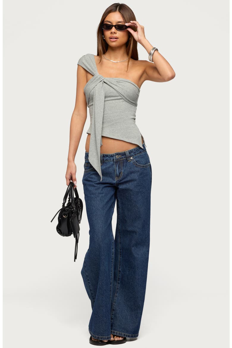 Zoie Draped Tie Shoulder Top, Alternate, color, GRAY-MELANGE