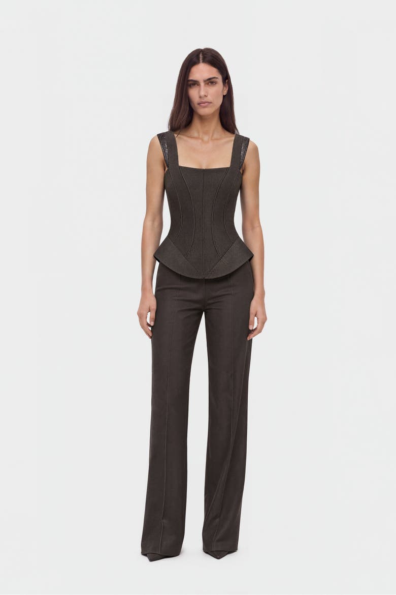 Pressed Crease Straight Leg Trousers, Alternate, color, Brown