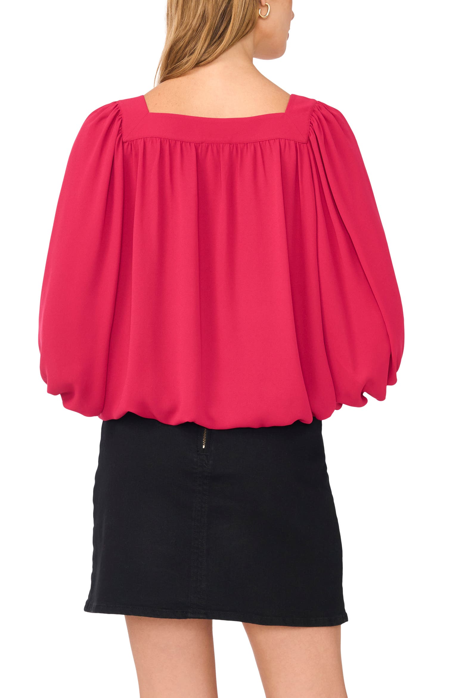 What Is Raspberry Boba Vince Camuto Square Neck Bubble Top (Women) | Nordstrom