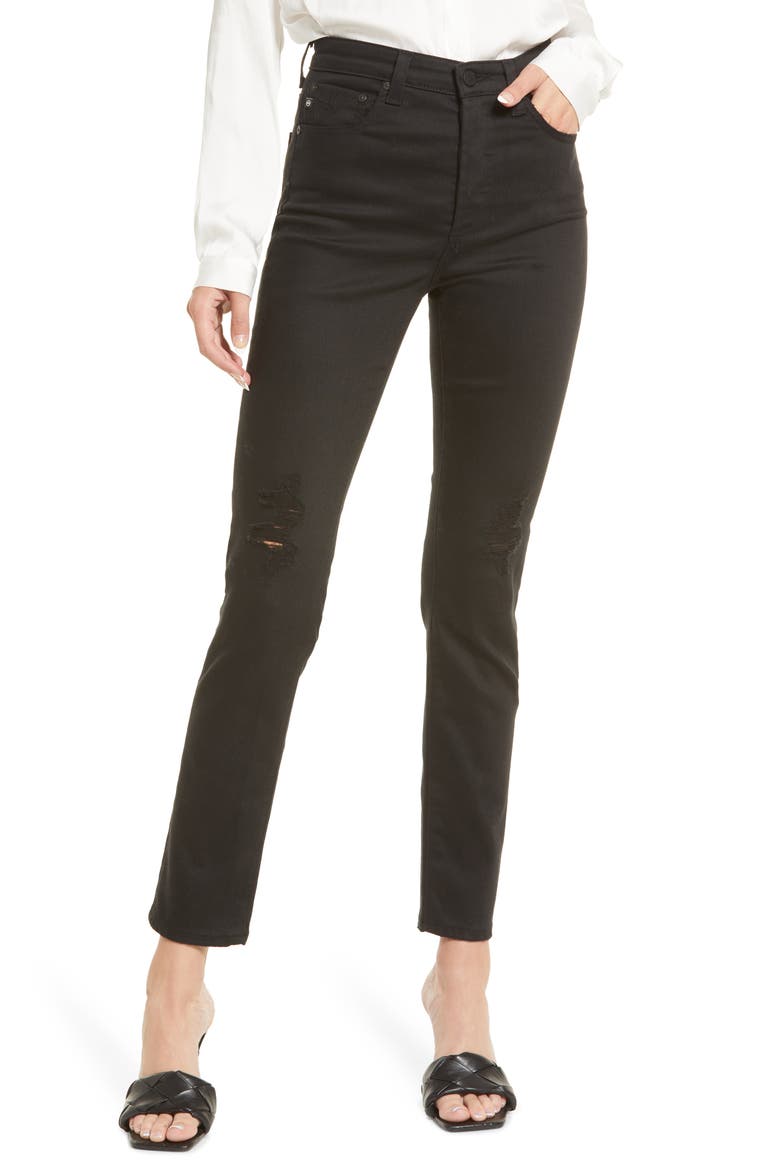 Alexxis High Waist Straight Leg Jeans, Main, color, BLACKBOARD