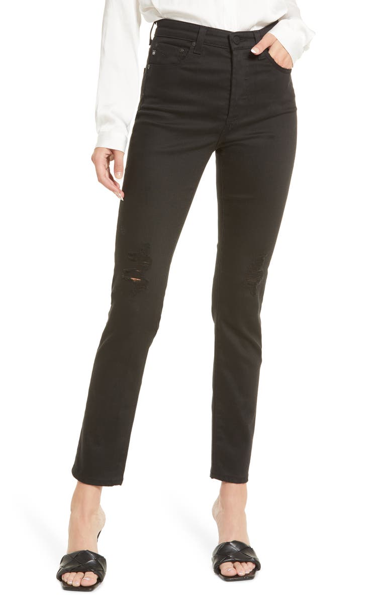 AG Alexxis High Waist Straight Leg Jeans, Main, color, Blackboard