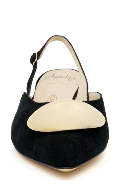 Amalfi By Rangoni Abissa Slingback Pointed Toe Kitten Heel Pump In Black Cashmere