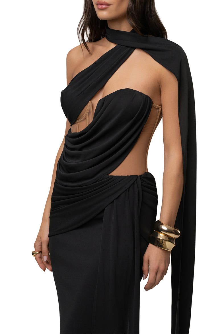 Empress of Hearts Maxi Gown, Alternate, color, Black