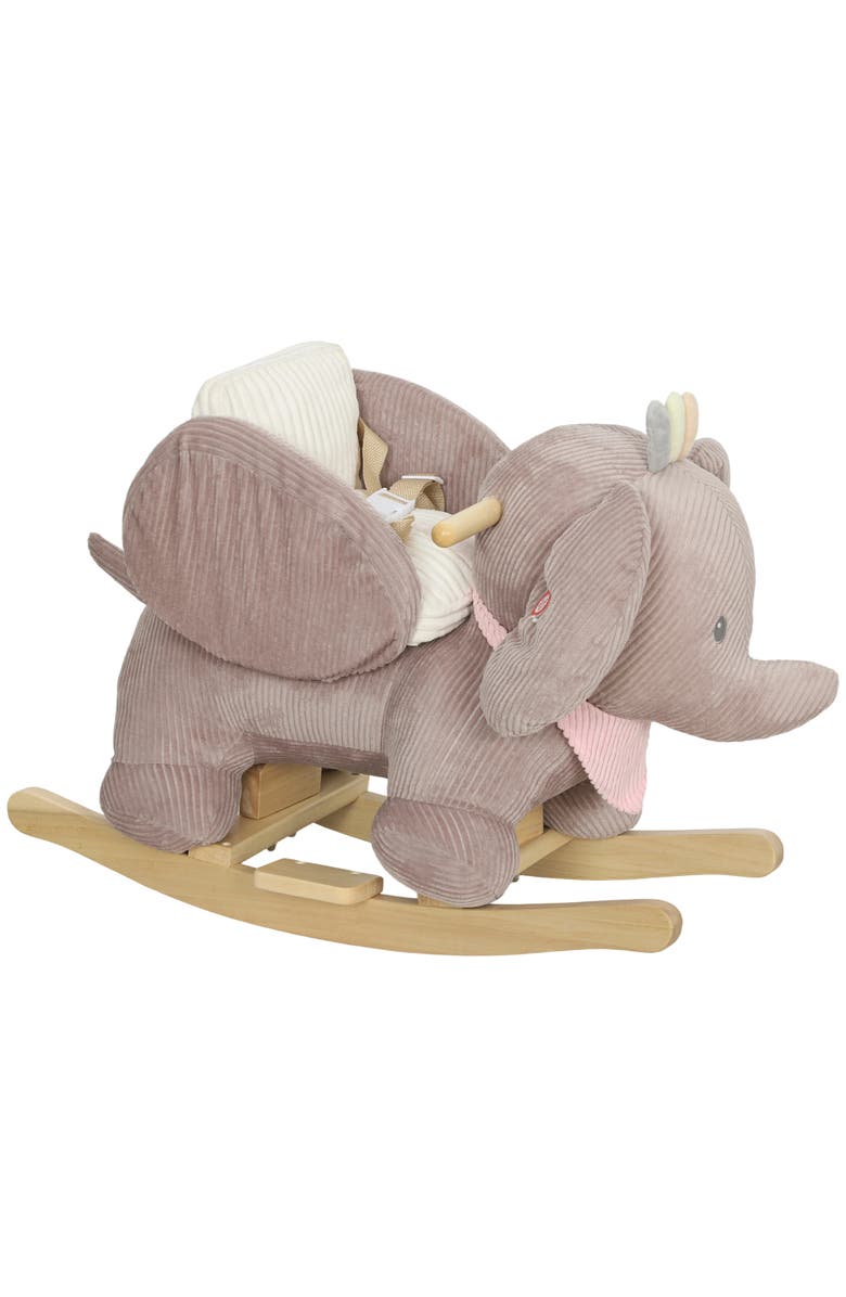 Qaba Baby Rocking Horse with Seat Kids Ride On Elephant Rocker with Realistic Sound and Safety Belt for Months, Main, color, Brown