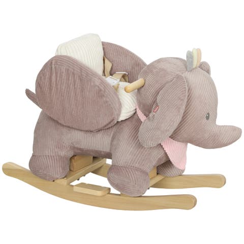 Baby Rocking Horse with Seat Kids Ride On Elephant Rocker with Realistic Sound and Safety Belt for Months