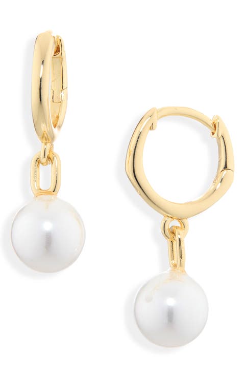 Kylee Cultured Pearl Drop Huggie Hoop Earrings