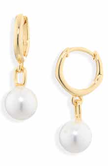 Kylee Cultured Pearl Drop Huggie Hoop Earrings