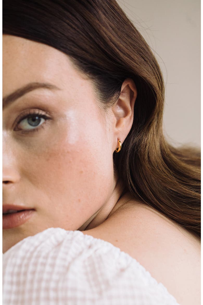 Livia Huggie Hoop Earrings, Alternate, color, GOLD