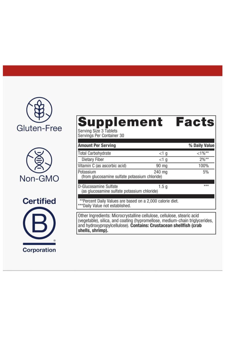 Glucosamine Sulfate Joint and Cartilage Health Supplement 90 Tablets, Alternate, color, None