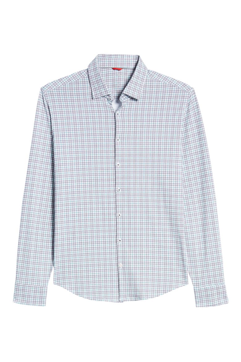 Slim Fit Plaid Button-Up Performance Shirt, Alternate, color, PINK