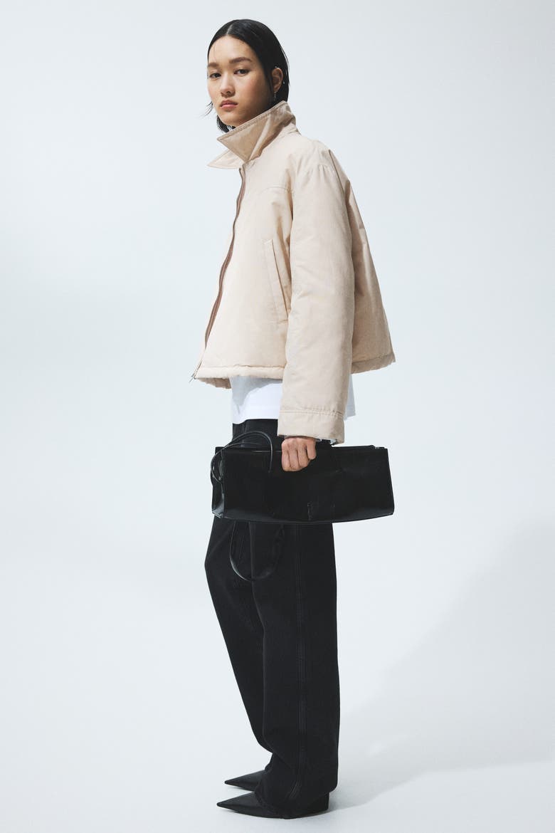 Padded Bomber Jacket, Alternate, color, Light beige