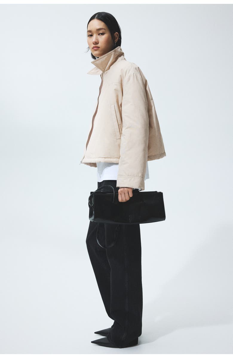 H&M Padded Bomber Jacket, Alternate, color, Light Beige