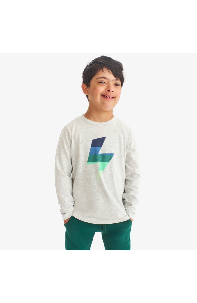 Primary Kids Long Sleeve Tonal Bolt Tee, Alternate, color, Heather Silver