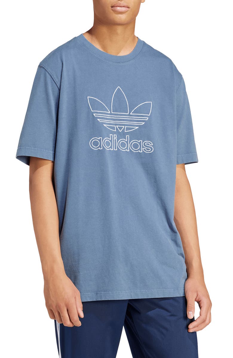 adidas Adicolor Oversize Embroidered Trefoil Outline T-Shirt, Main, color, 