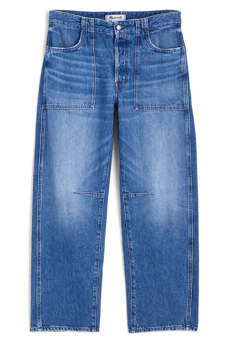 The Darted Utility Barrel Leg Jeans, Alternate, color, KINGSMARK WASH
