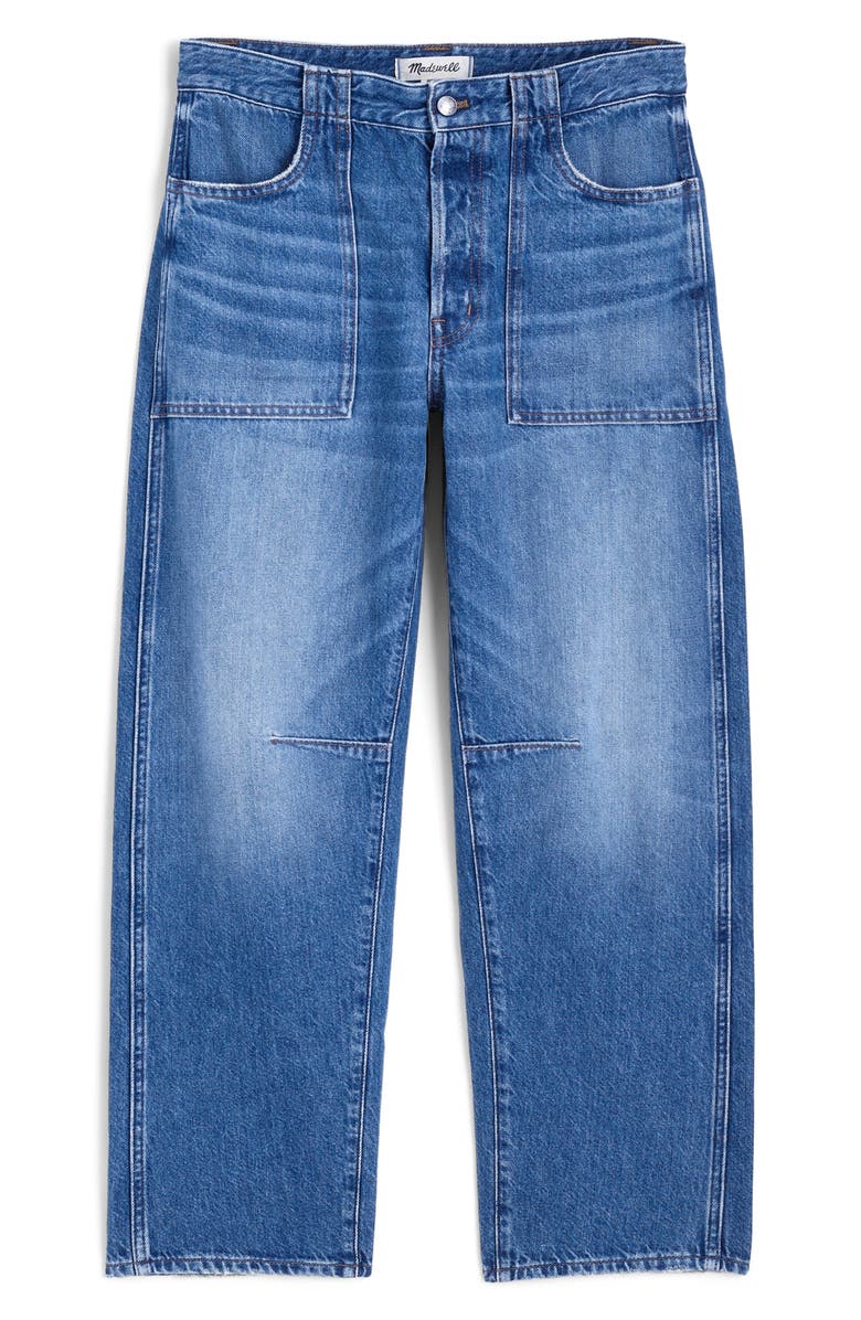 Madewell The Darted Utility Barrel Leg Jeans, Alternate, color, Kingsmark Wash