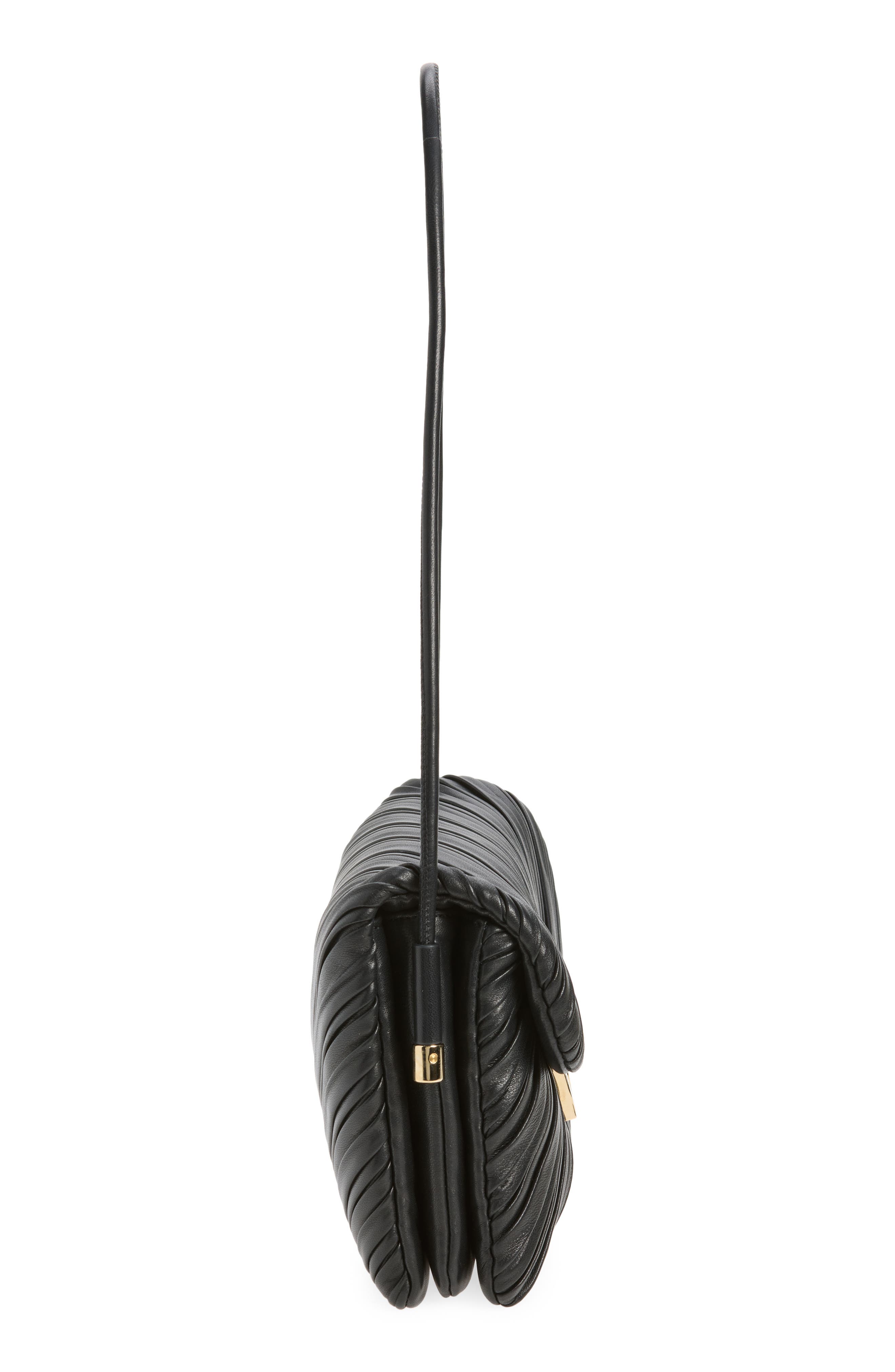 Dorian Leather Clutch, Alternate, color, BLACK